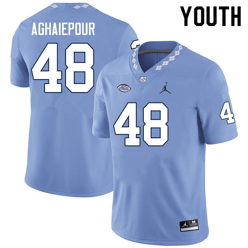 Youth #48 Milad Aghaiepour North Carolina Tar Heels College Football Jerseys Sale-Carolina Blue